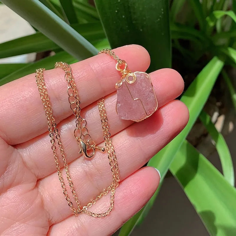 The Crystal Aura — Natural Quartz Pendant Necklace