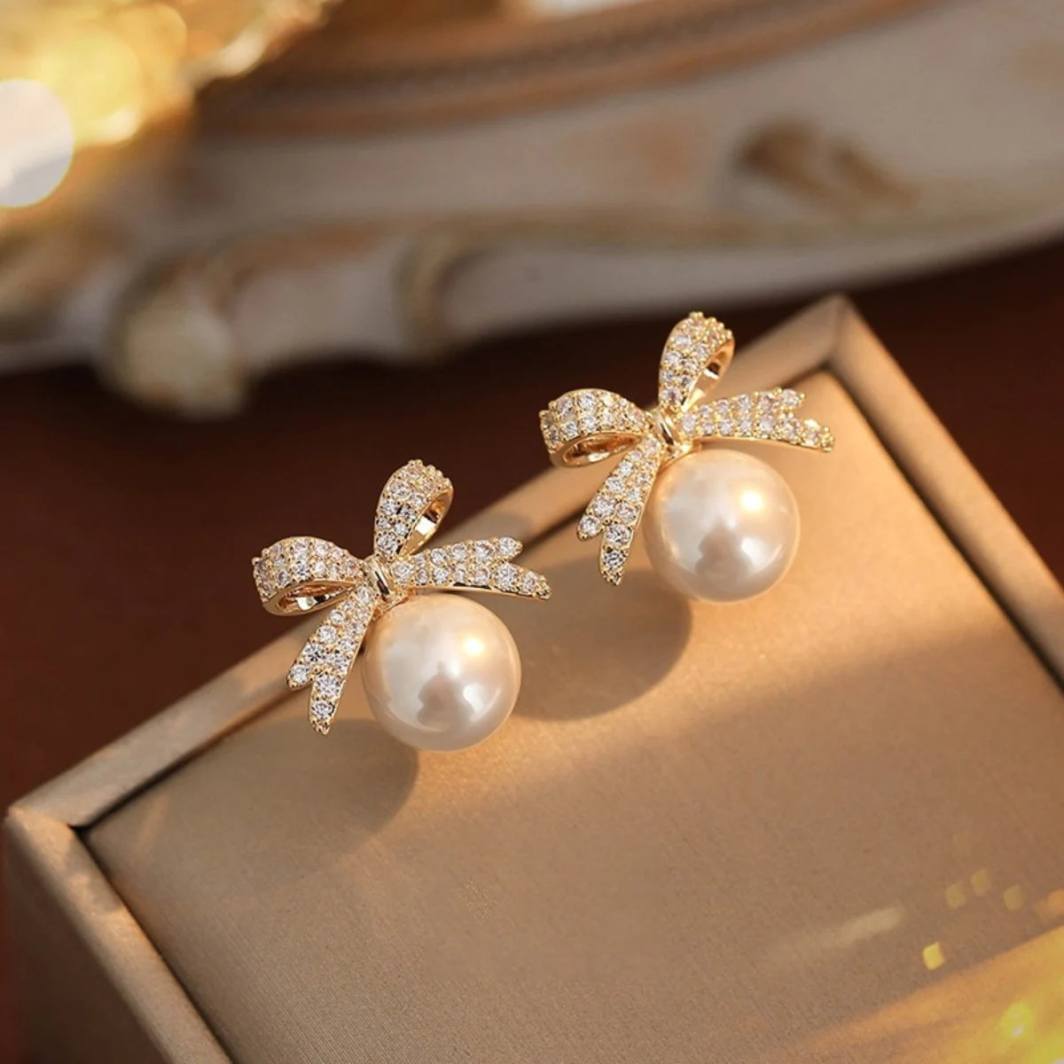 The Pearl Bow — Drop Earrings