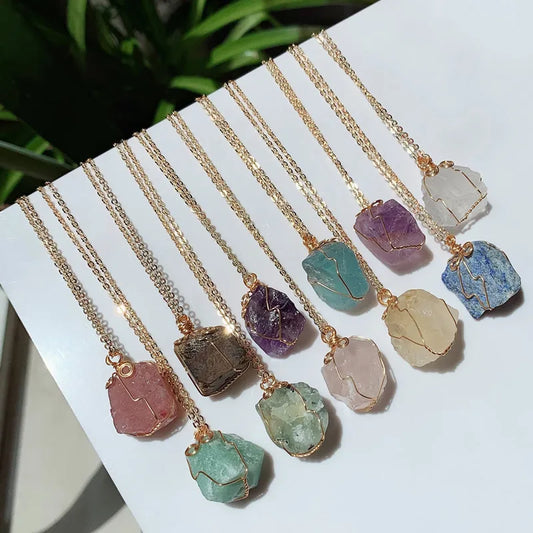 The Crystal Aura — Natural Quartz Pendant Necklace
